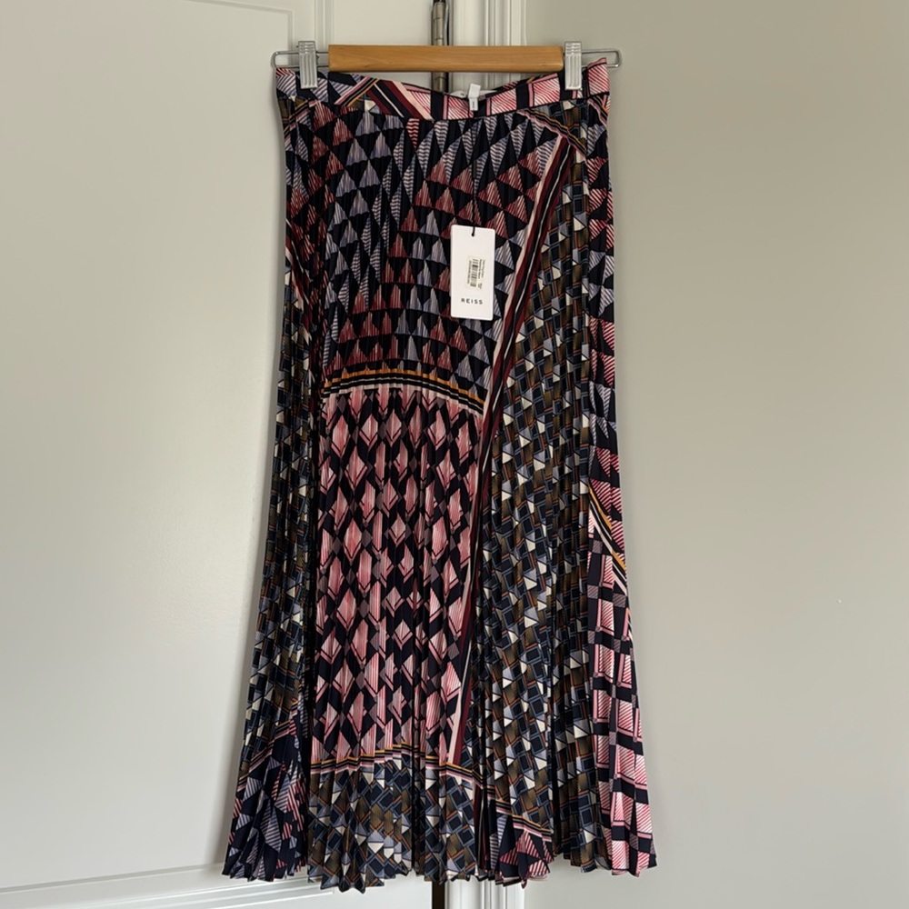 REISS patterned pleated maxi skirt US2 NWT